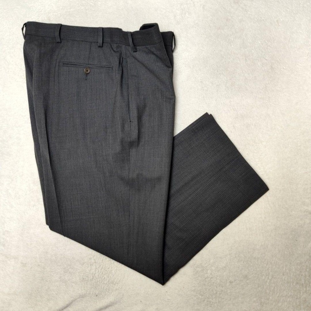 Brooks Brothers Pants Mens 37x28 Gray Striped Wool Stretch 346 Dress Slacks Work
